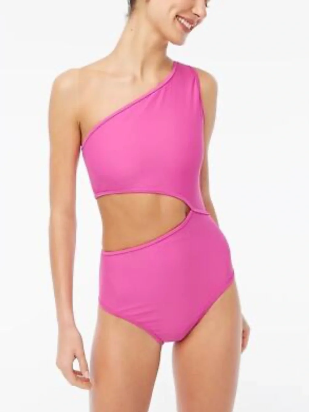 J.Crew $110 1 Piece Neon Pink Cut Out Swimsuit Women Size 18 High Waist